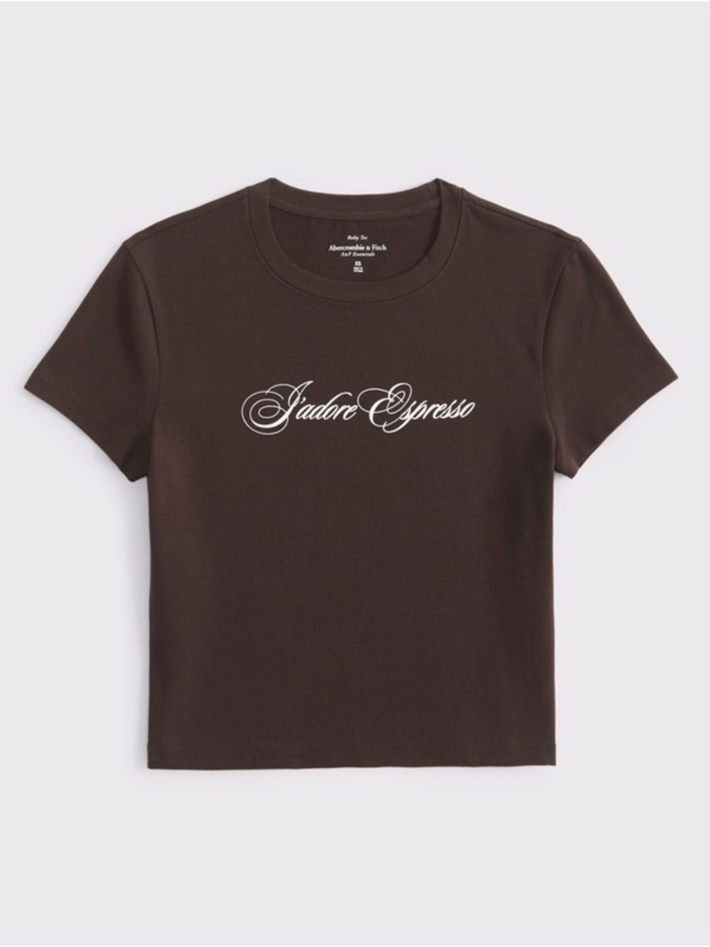 NWT Abercrombie & Fitch 'J'adore Espresso' Brown Graphic Crop Baby Tee M